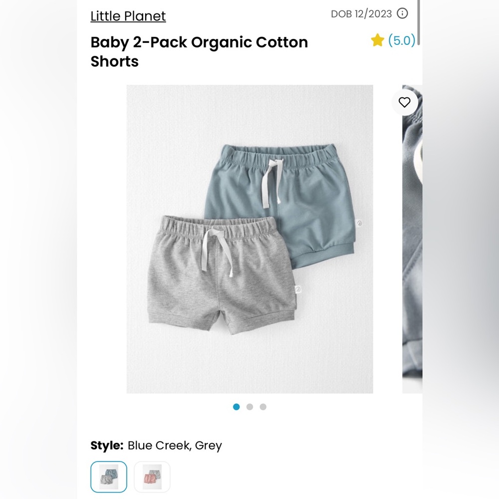 Little Planet 2-Pack Organic Cotton Shorts size 12m